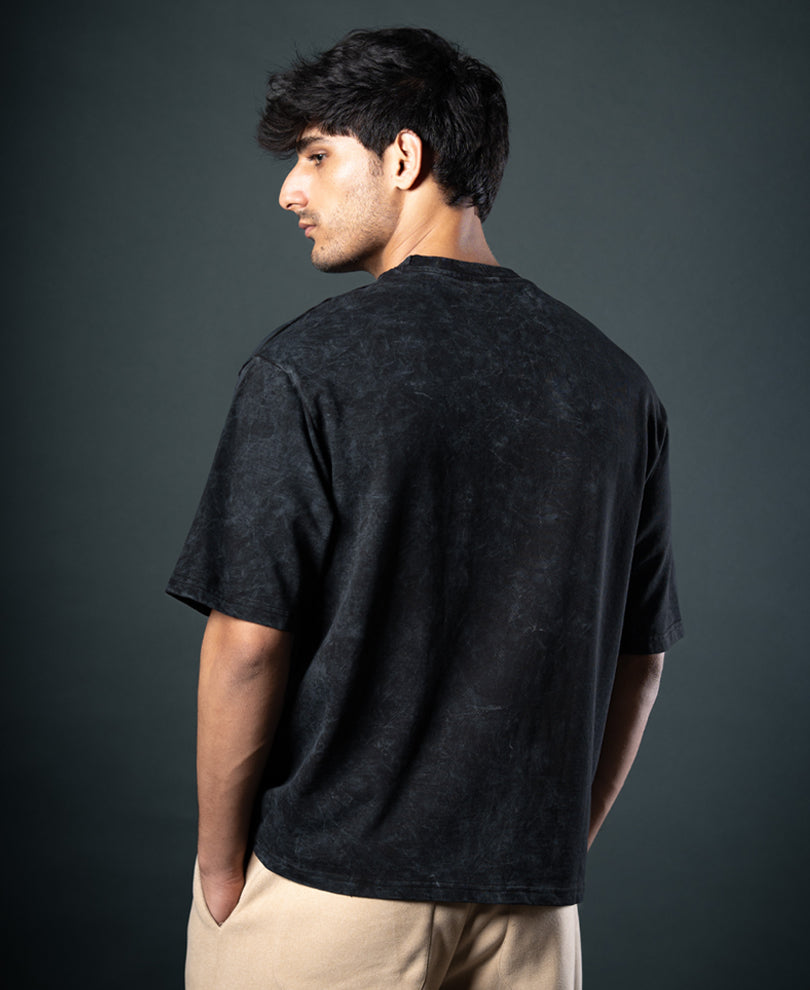Black Washed Stud Detail T-Shirt.