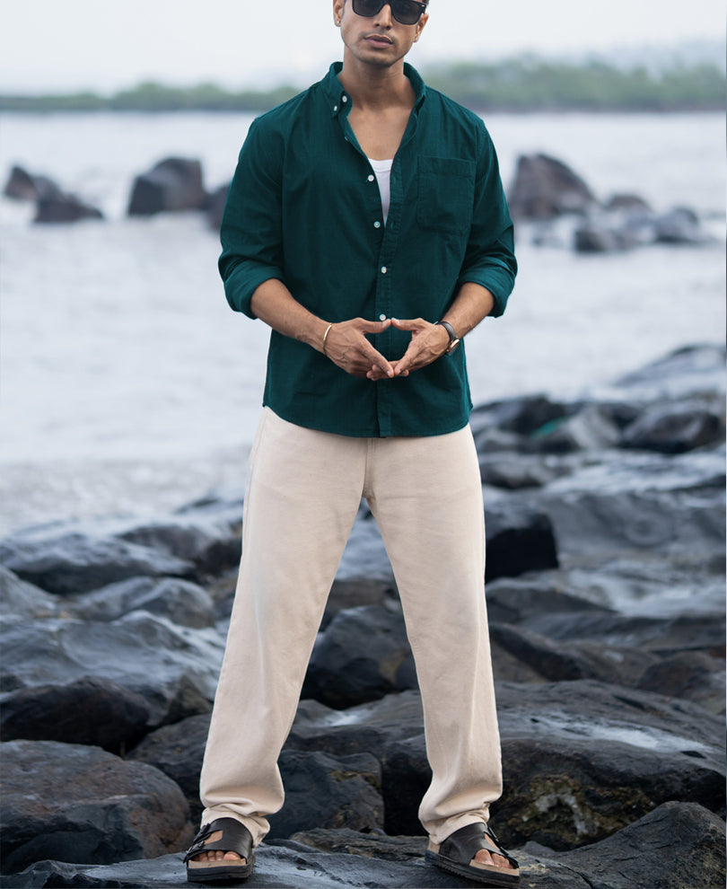 Dark Teal Corduroy Buttondown Shirt