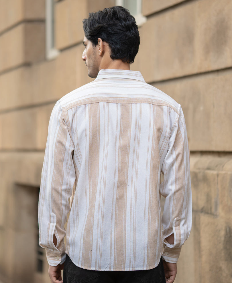 Beige Structure Stripe Shirt