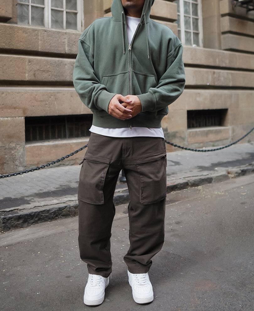 Dark Brown Cargo Pocket Baggy Fit Pant