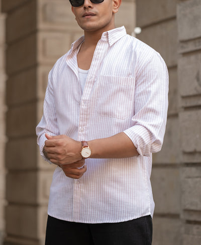 Dusty Pink Striped Shirt.