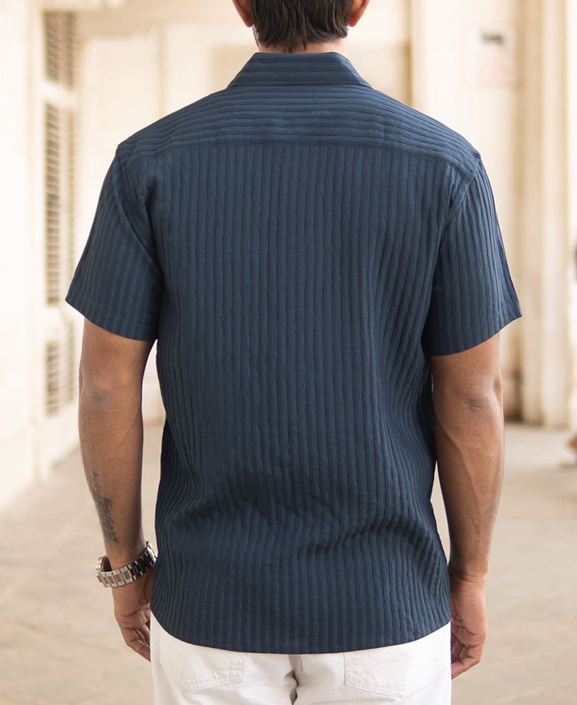 Navy Regular Fit Half Sleeves Shirt