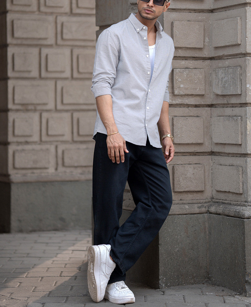 Grey Micro Checks Shirt