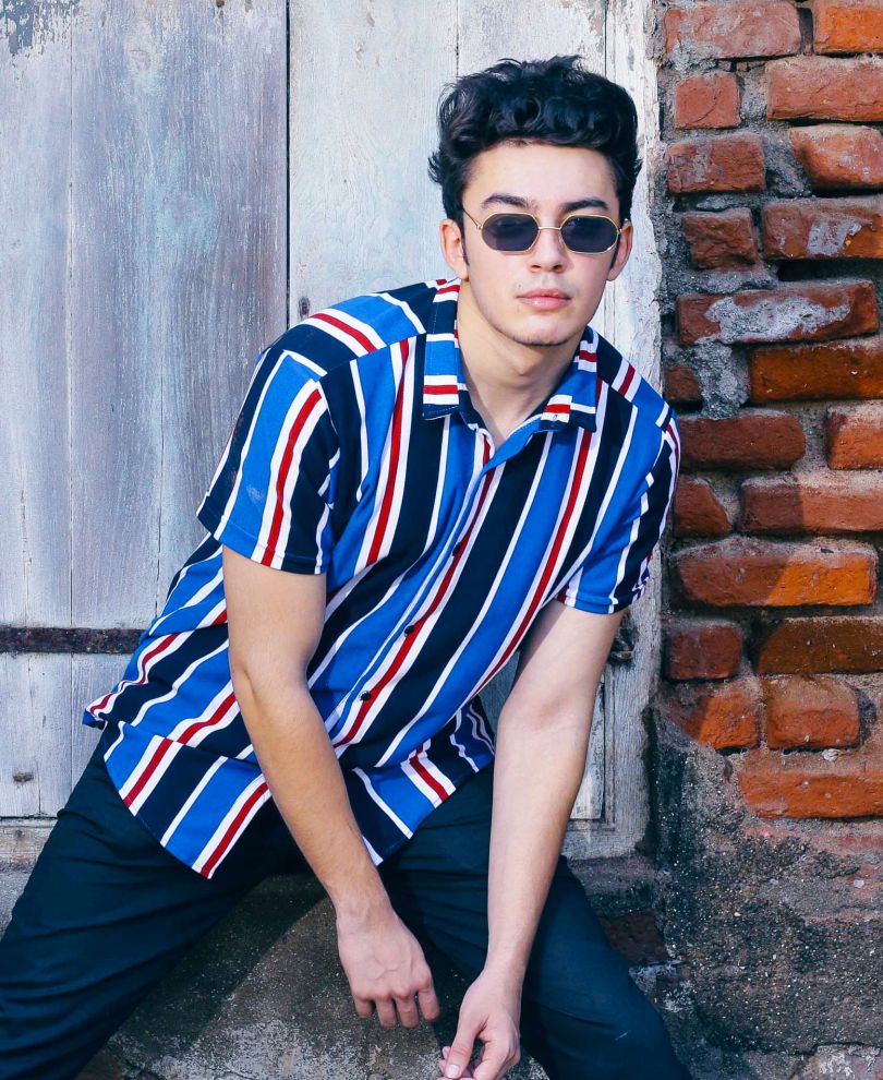 Black and White Leaves Printed Half Sleeves Shirt