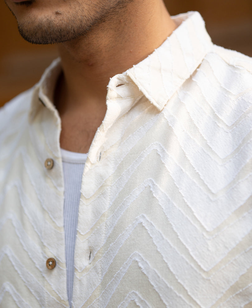 Off White Jacquard Shirt