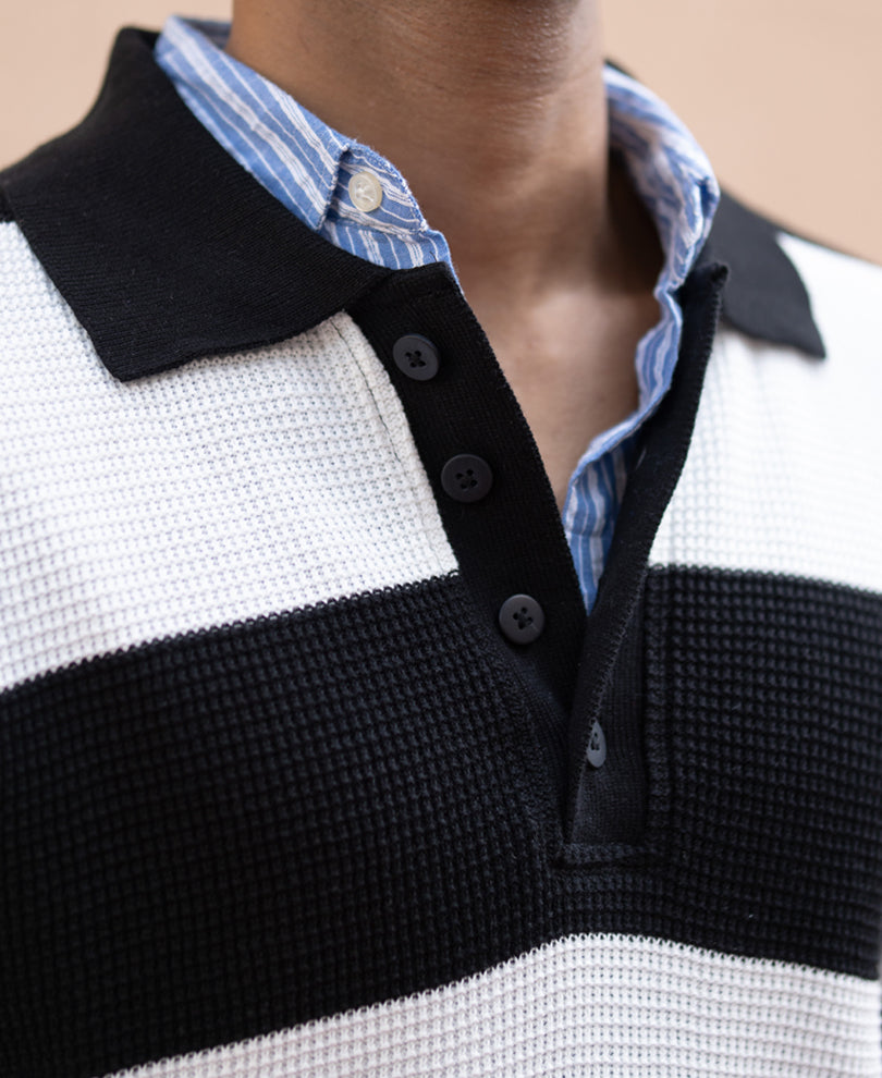 Black And White Knit Sweatshirt