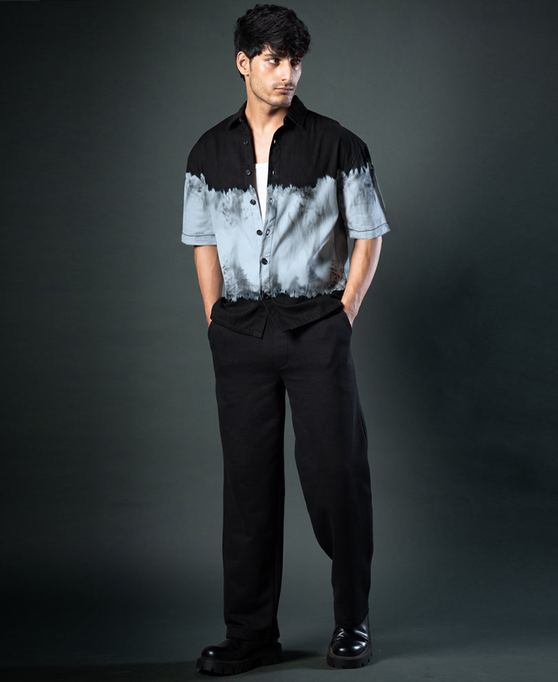 Black Tie-Dye Boxy Shirt 100% Cotton