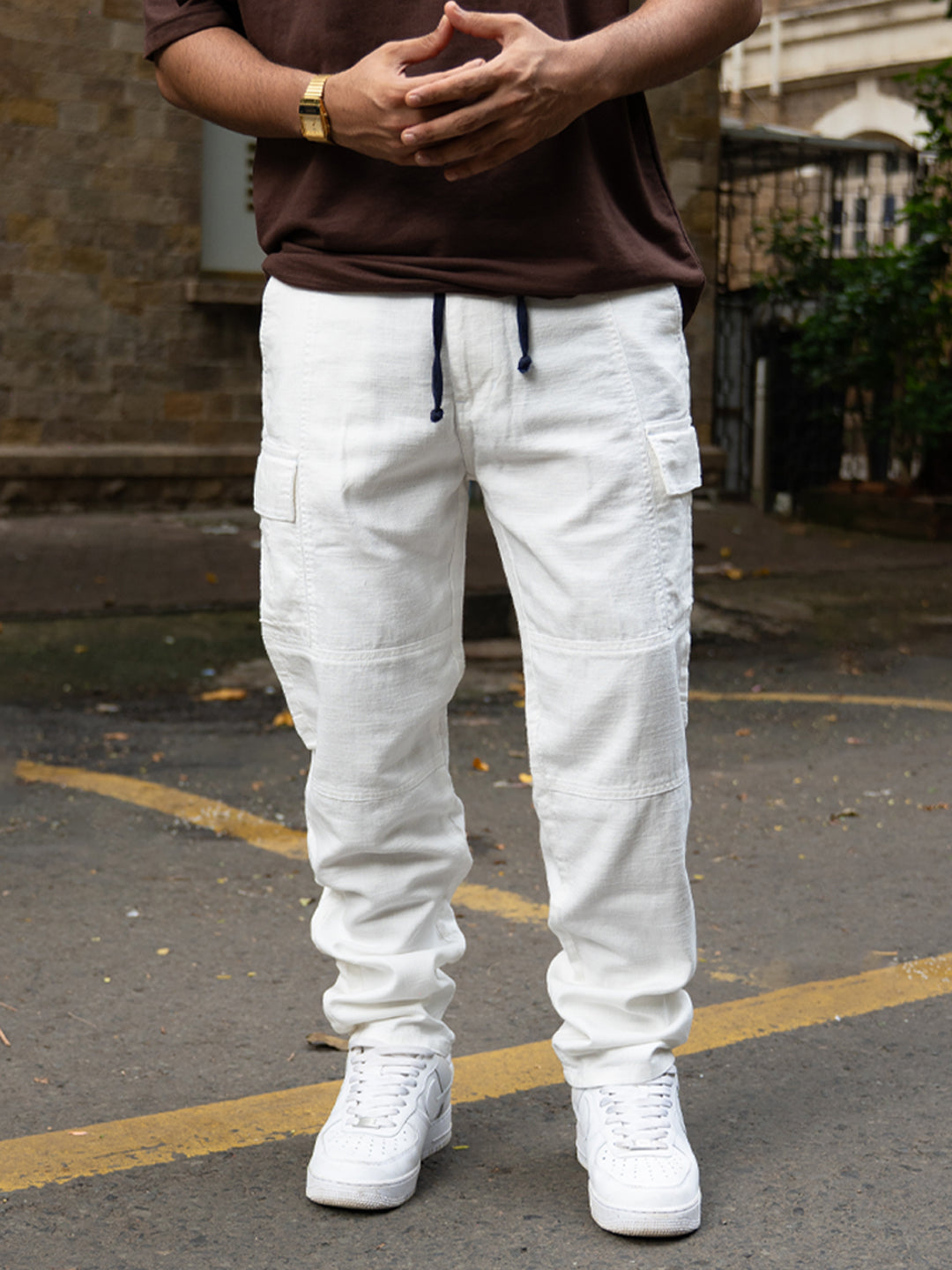 Off-White Cotton Cargo Pant
