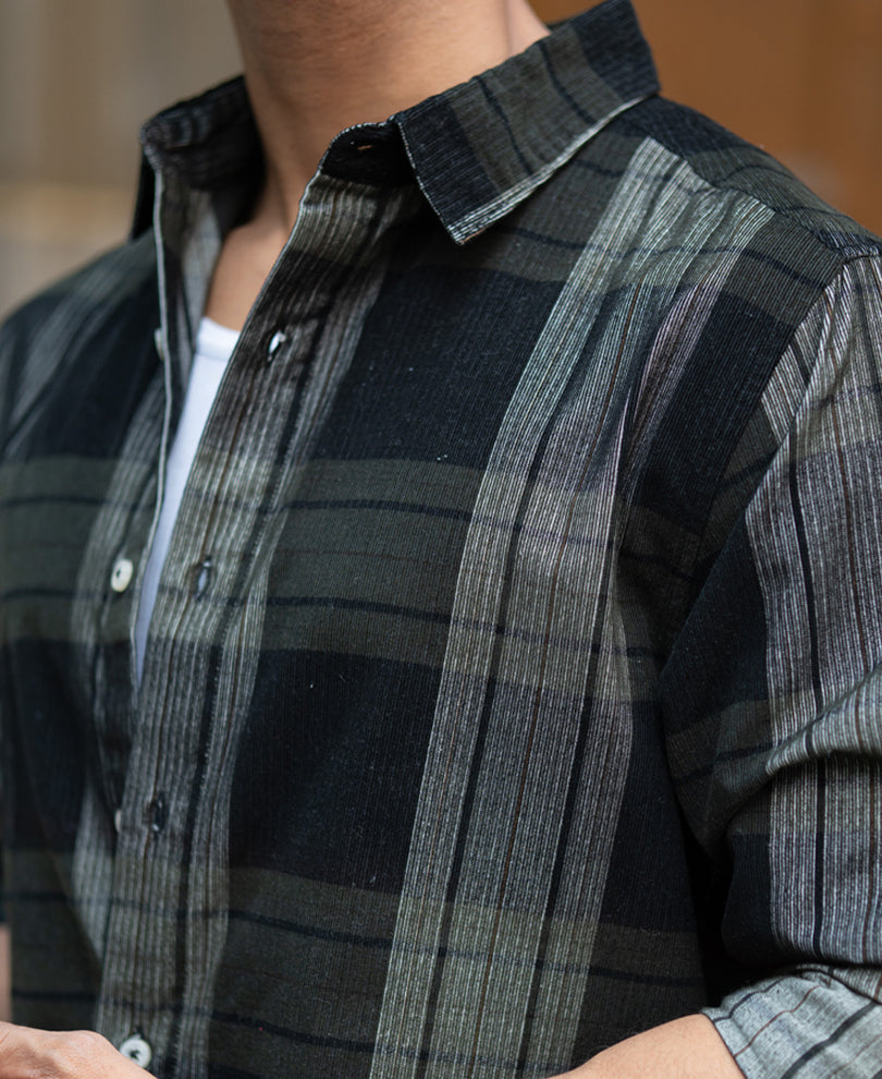Olive Coudroy Checks Shirt.