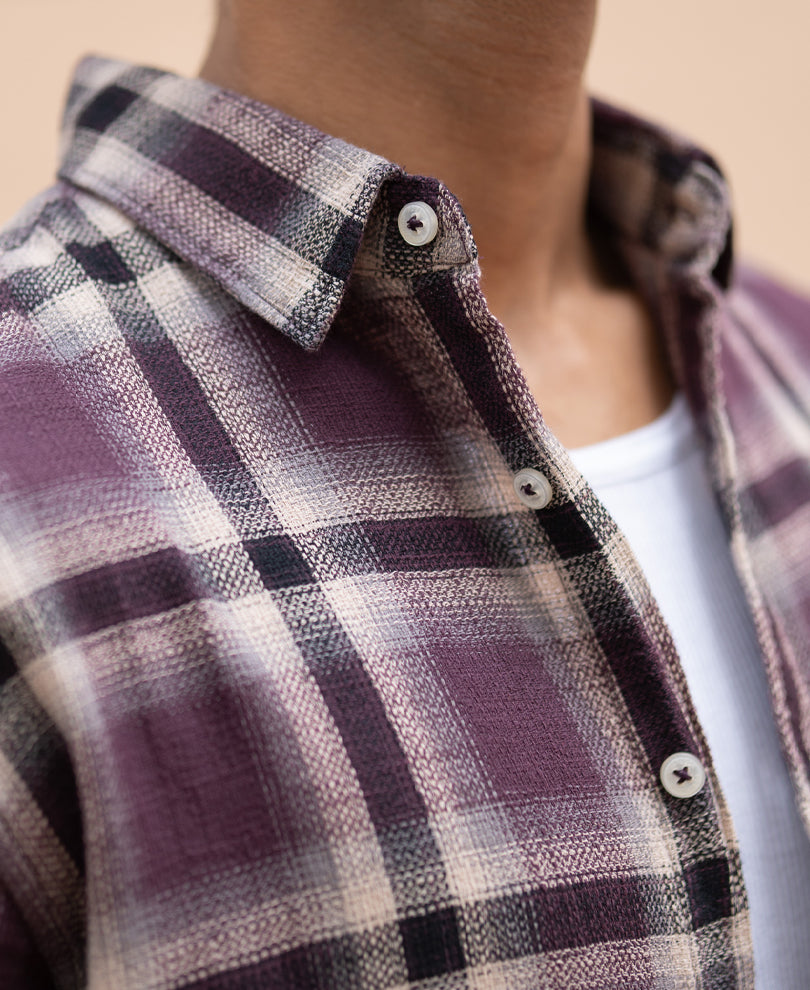 Wine Structured Checks Shirt.