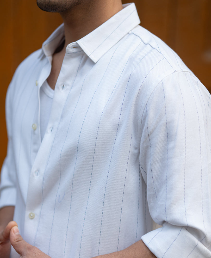White Twill Stripe Shirt