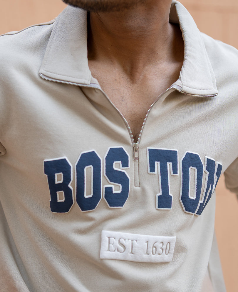 Beige Boston Zipper T-Shirt