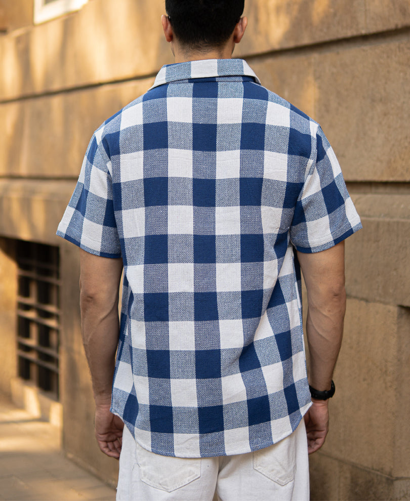 Blue Structured Checks Shirt