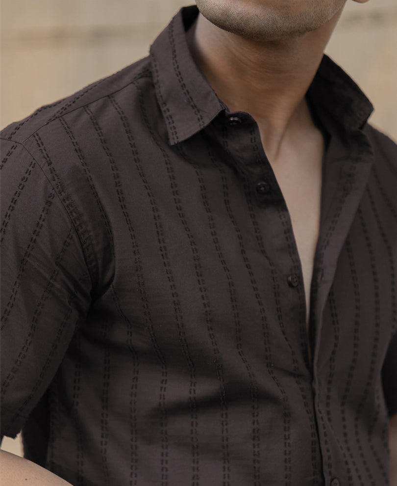 Brown Regular Fit Half Sleeves Shirt
