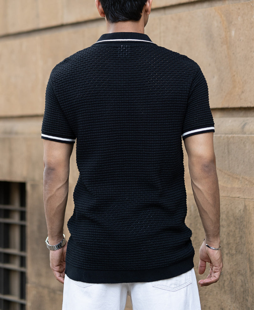 Black Knitted T-Shirt