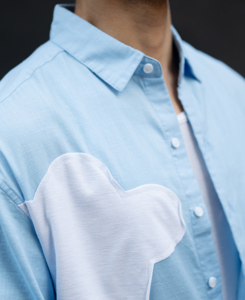 Sky Blue Cloud Applique Shirt.