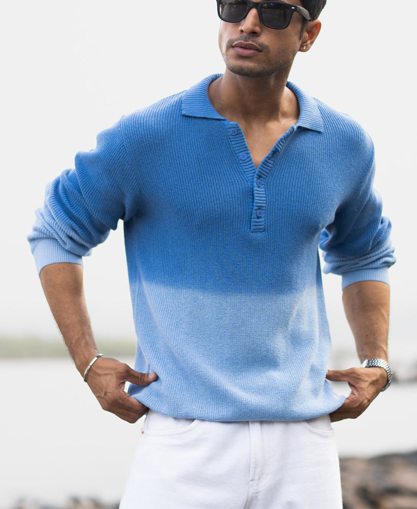 Blue Ombre Cotton Sweatshirt