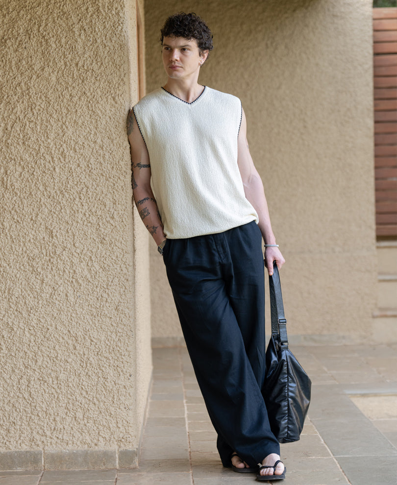 Cream Knit Structured Vest 100% Cotton