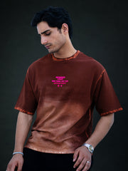 Brown Sprayed Graphic T-Shirt.