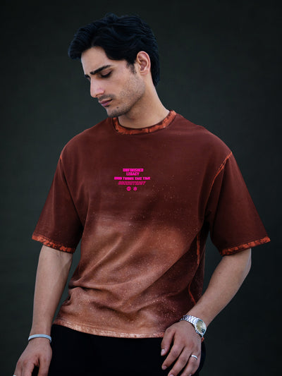 Brown Sprayed Graphic T-Shirt