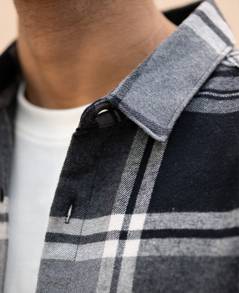 Grey & Black Macro Checks Shirt.