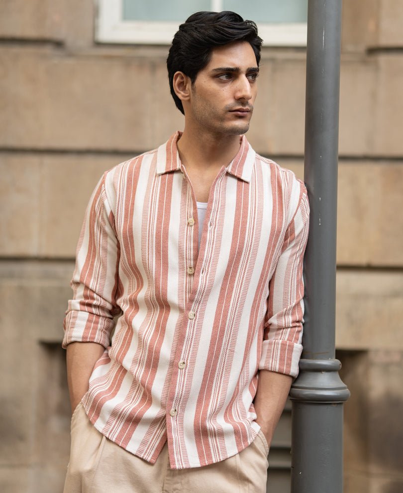 Rust Structure Stripe Shirt