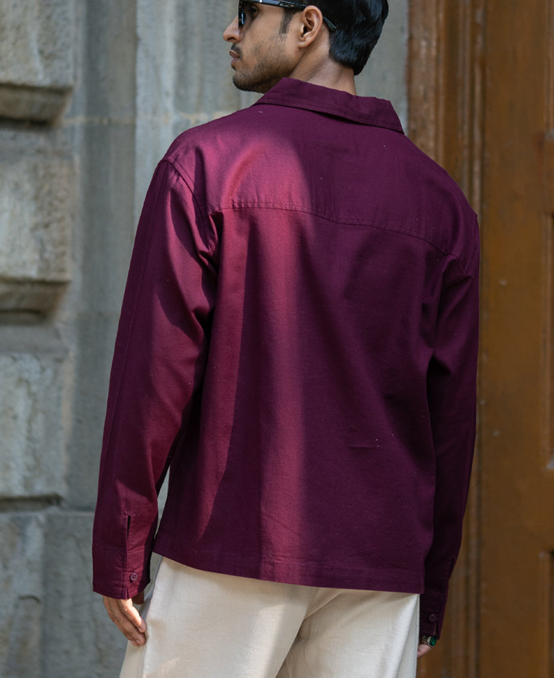 Wine Lightweight Structured Kurta Shirt.
