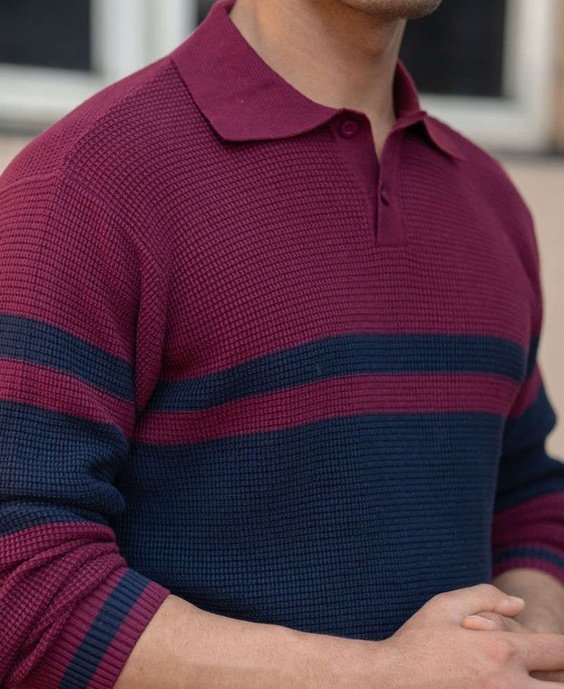 Wine Stripe Knit Sweater