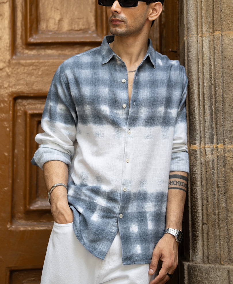 Blue Abstract Print Shirt.