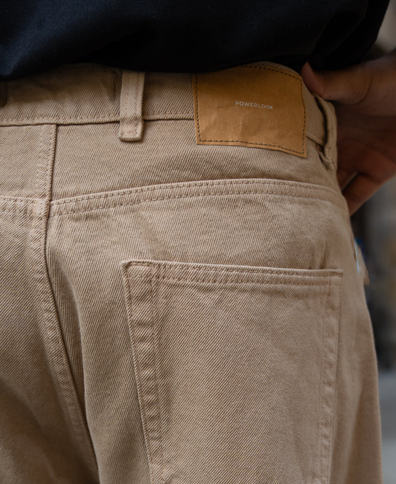 Beige Baggy Fit Jeans.