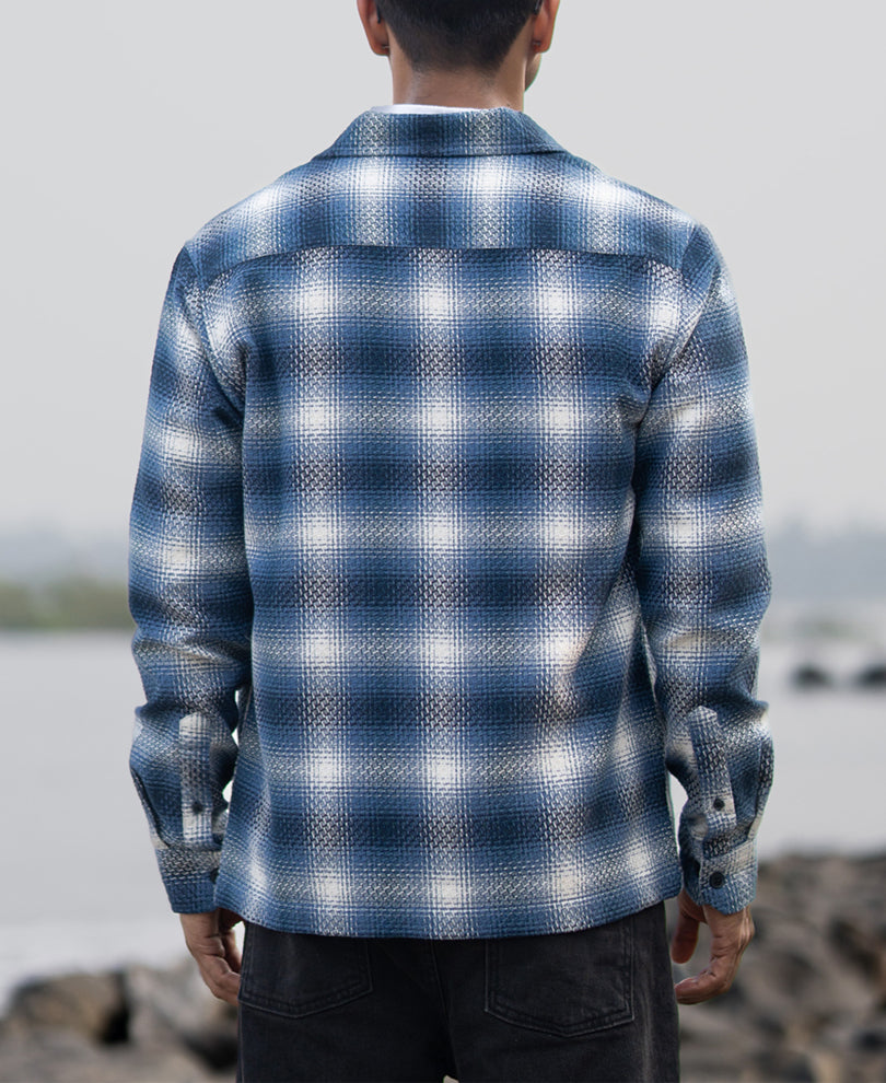 Blue Structured Checks Overshirt