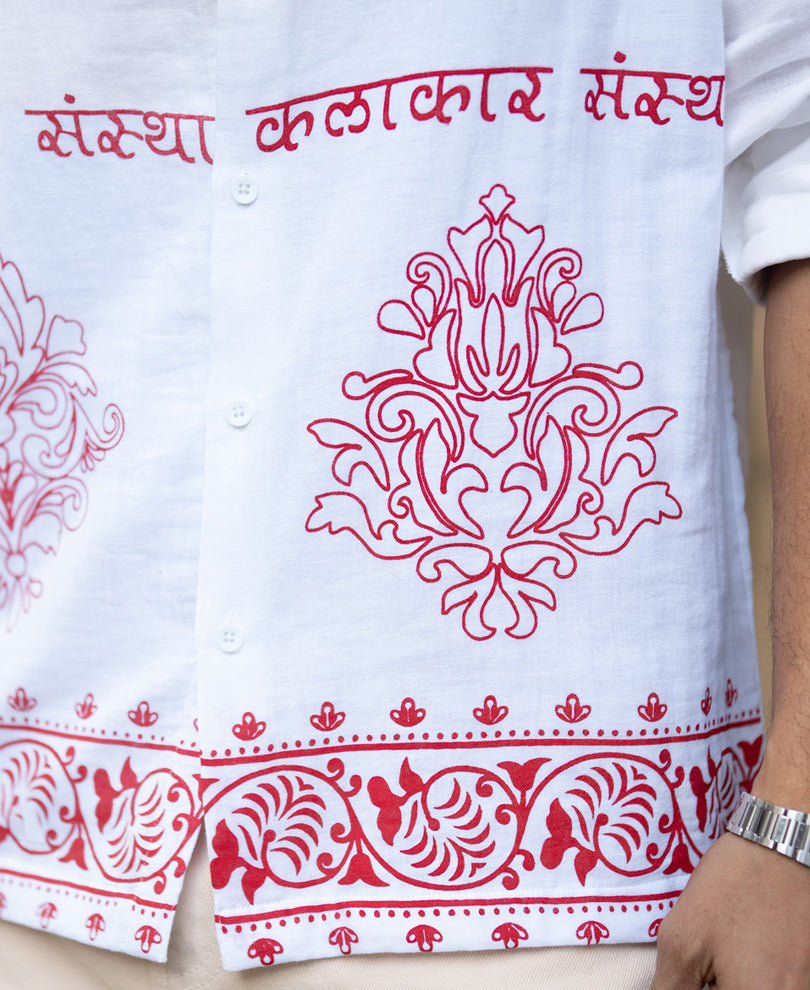 White Kalakar Print Shirt.