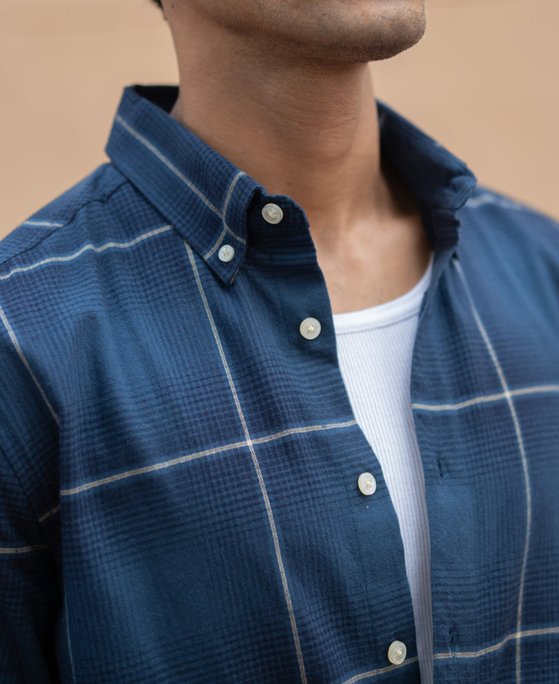 Navy Lightweight Checks Shirt