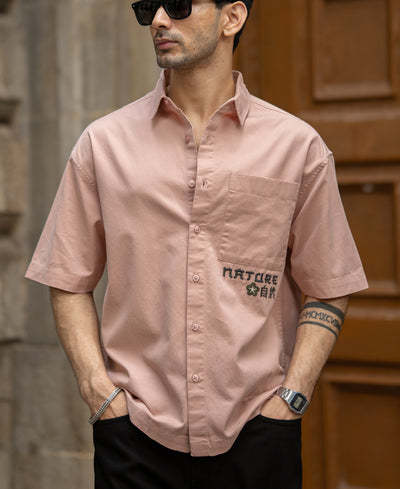 Pastel Pink Embroidered Shirt 100% Cotton