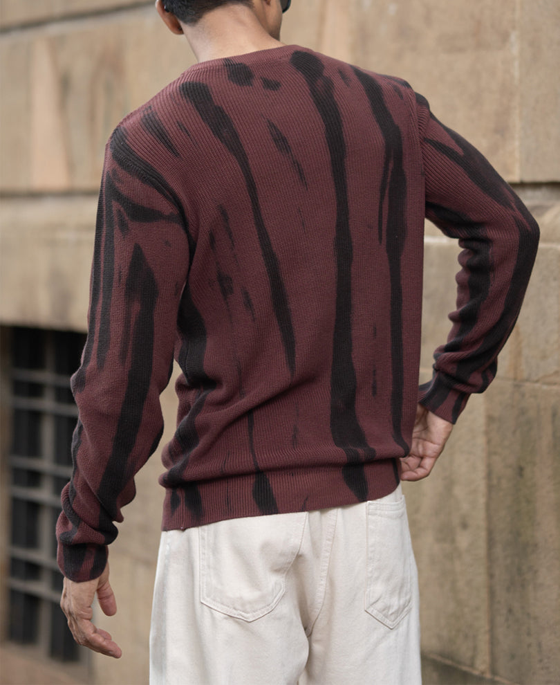 Brown Flat Knit Cotton Sweater