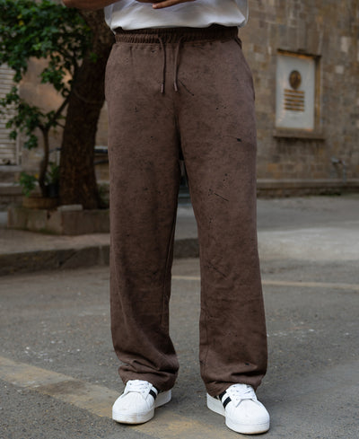 Brown Printed Baggy Fit Trackpant.