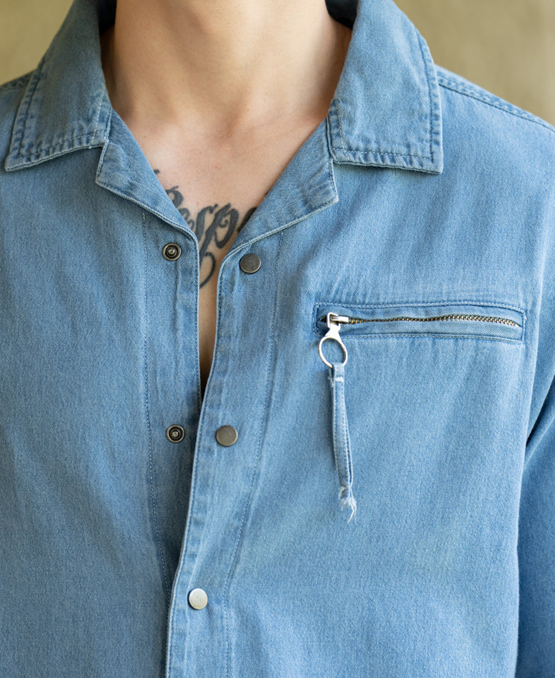 Light Blue Cuban Denim Shirt 100% Cotton