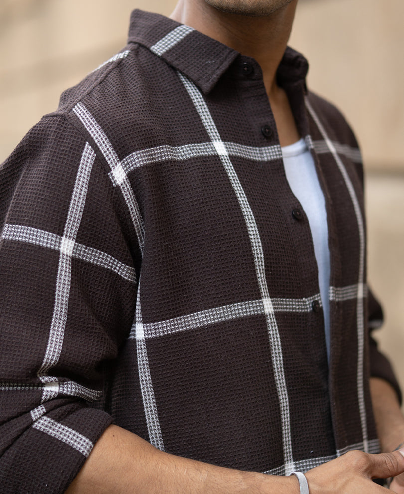 Brown Structure Checks Shirt.