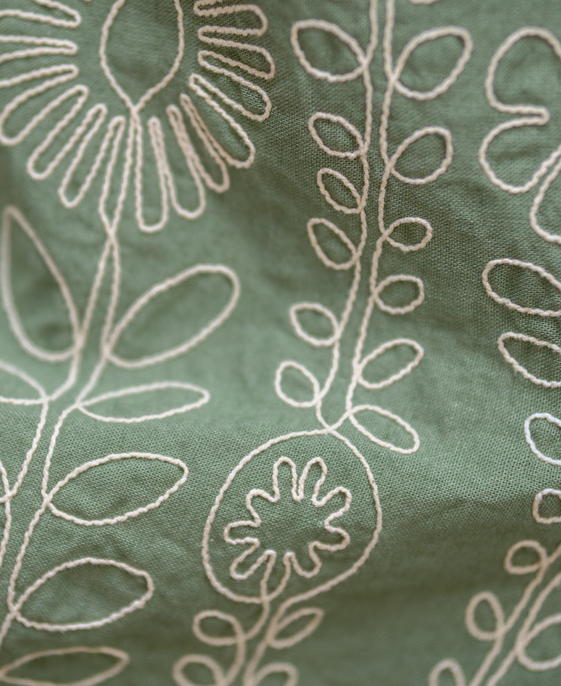 Green Embroidered Lightweight Shirt