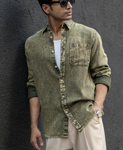 Olive Overdyed Lightweight Shirt.