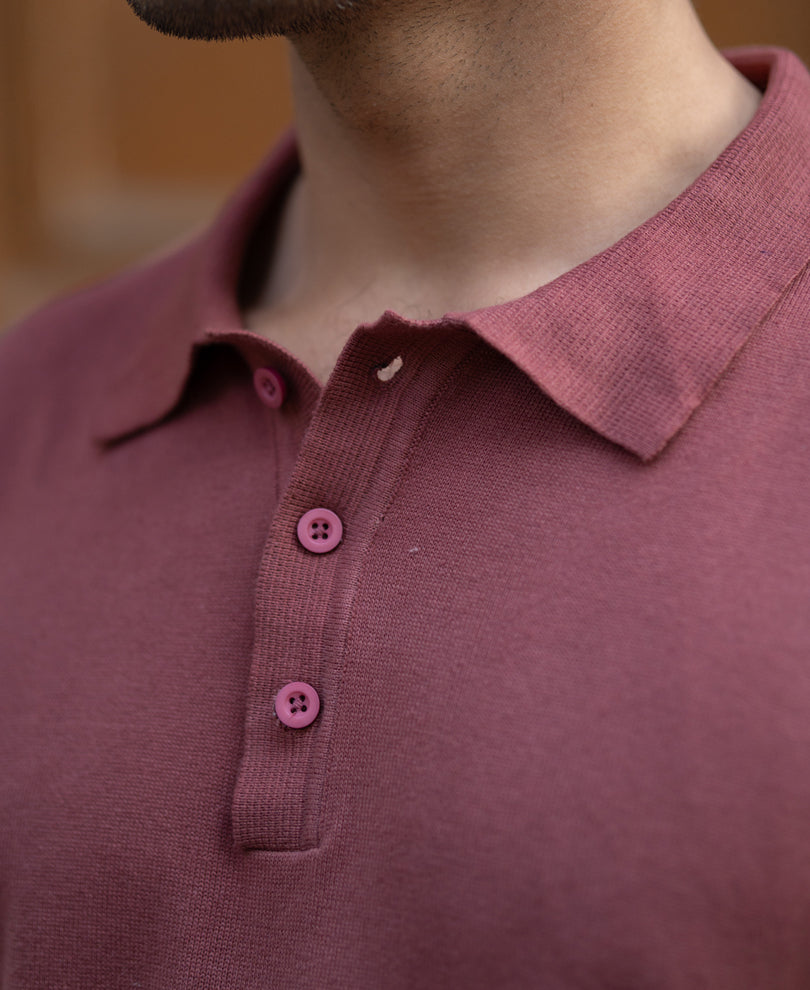 Brick Ombre Knit Polo T-Shirt