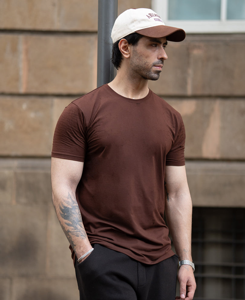 Brown Regular Fit Stretch T-Shirt