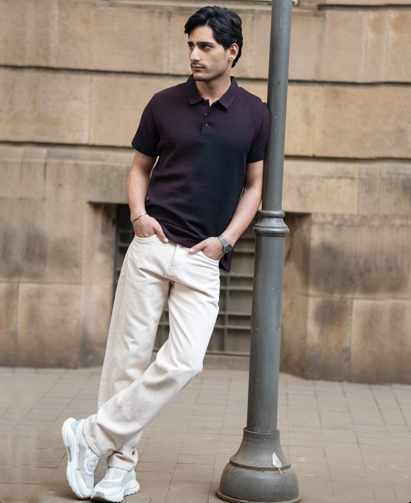 Wine Sprayed Structure T-Shirt.