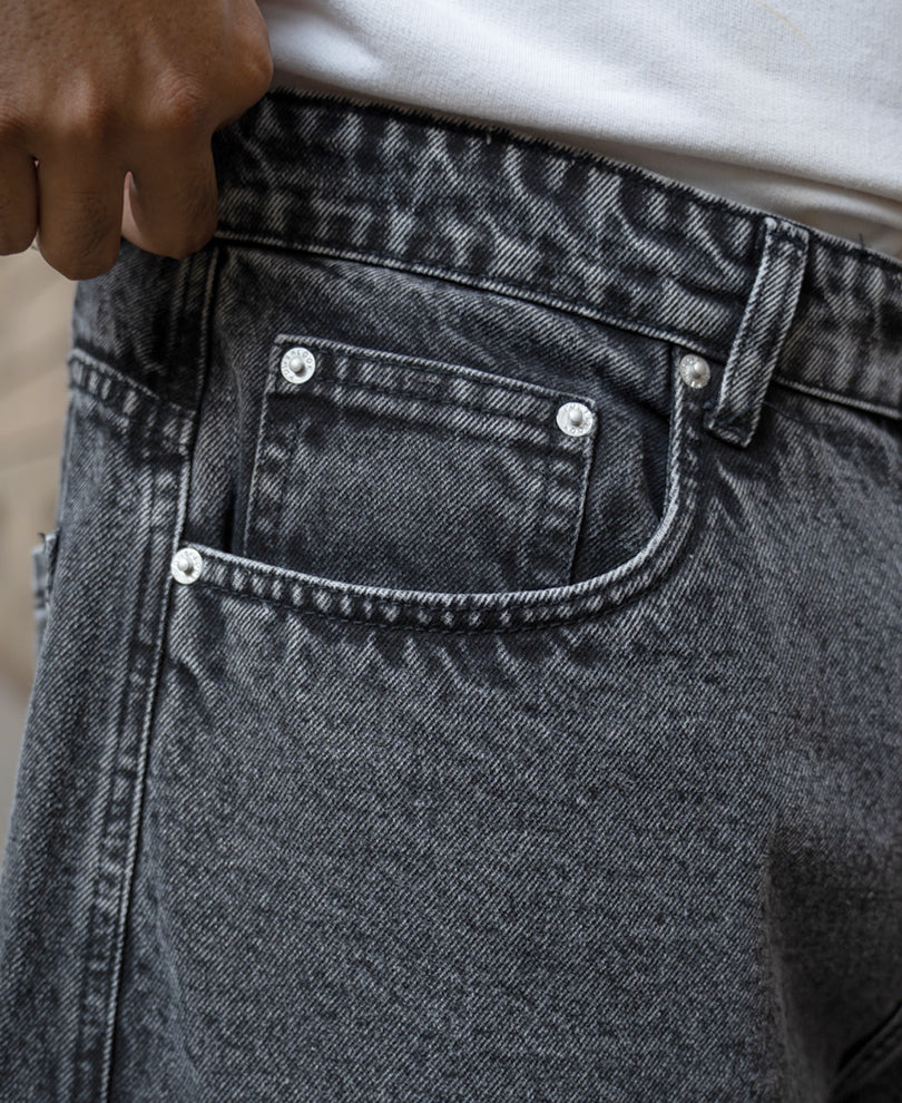 Charcoal Panelled Barrel Fit Jeans