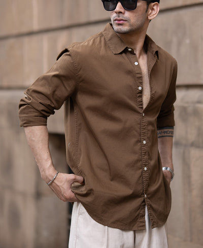 Tan Brown Washed Shirt