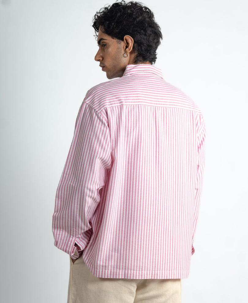 Pink Stripe Printed Shirt 100% Cotton