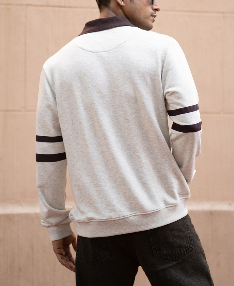 Grey Melange Printed Sweatshirt