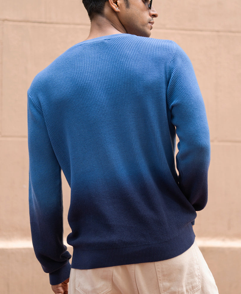 Blue Ombre Cotton Sweater