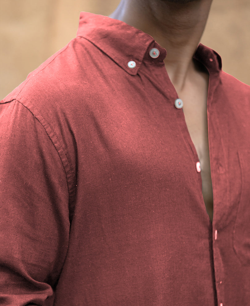 Brick Linen Blend Shirt