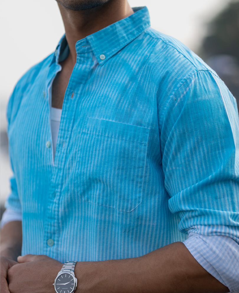 Blue Sprayed Stripe Shirt